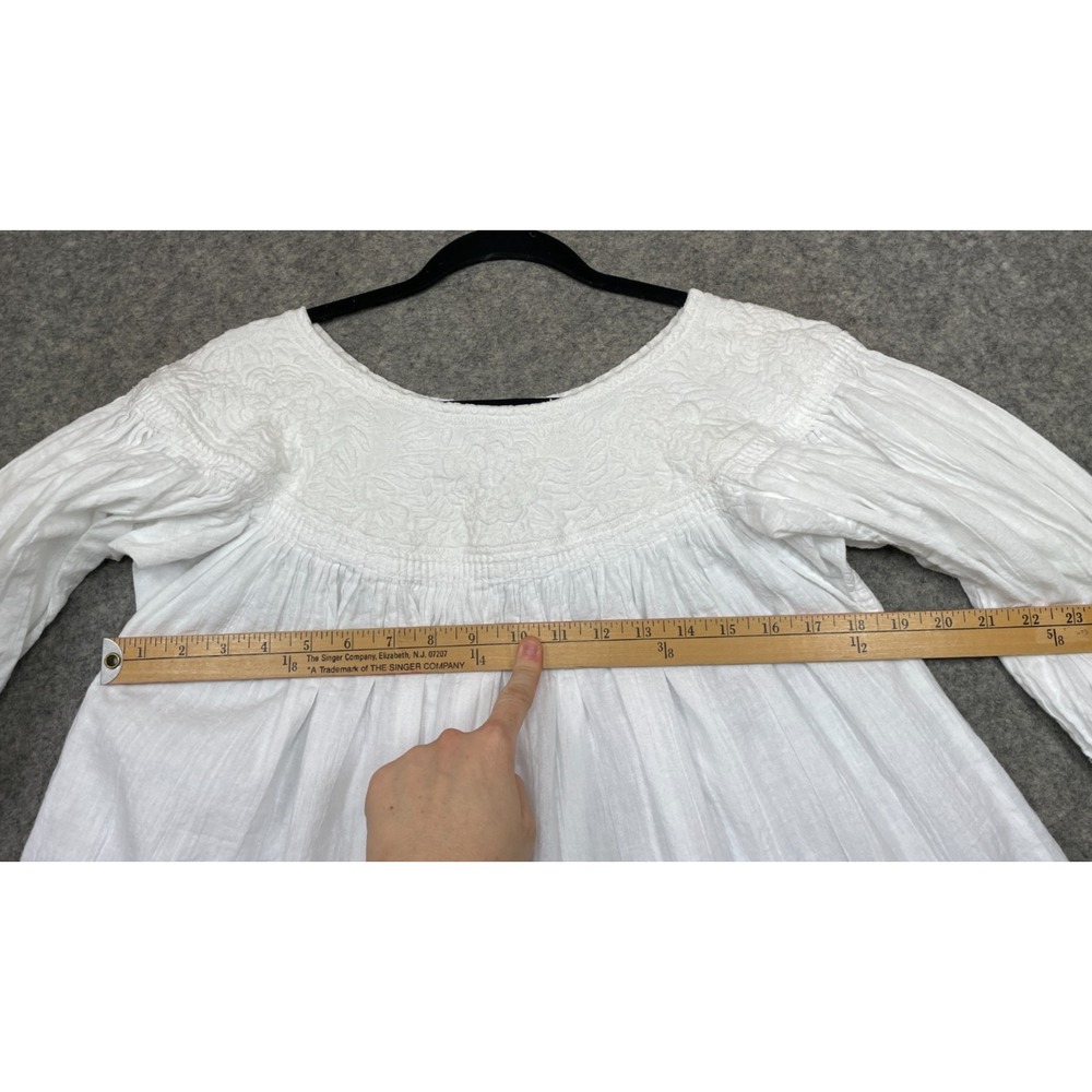Vintage Embroidered Mexican Top Womens S M White Peasant Boho Oaxacan Huipil - Picture 10 of 16